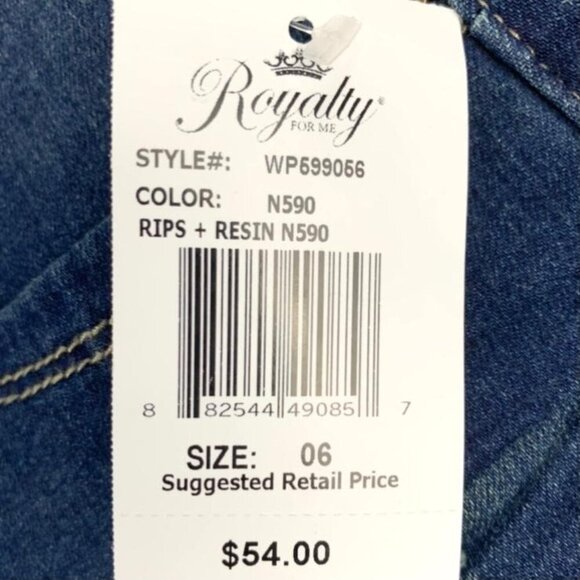 Royalty Women's Slim Fit Ankle Stretch Rips Jeans Medium Wash Blue Size 6 - Picture 12 of 13